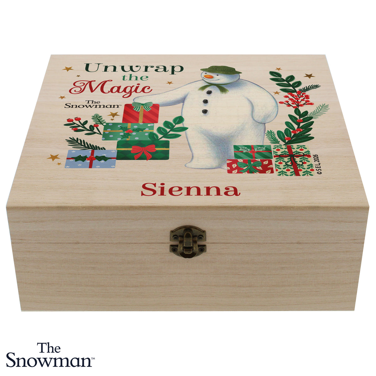 Personalised The Snowman Christmas Wishes Wooden Box