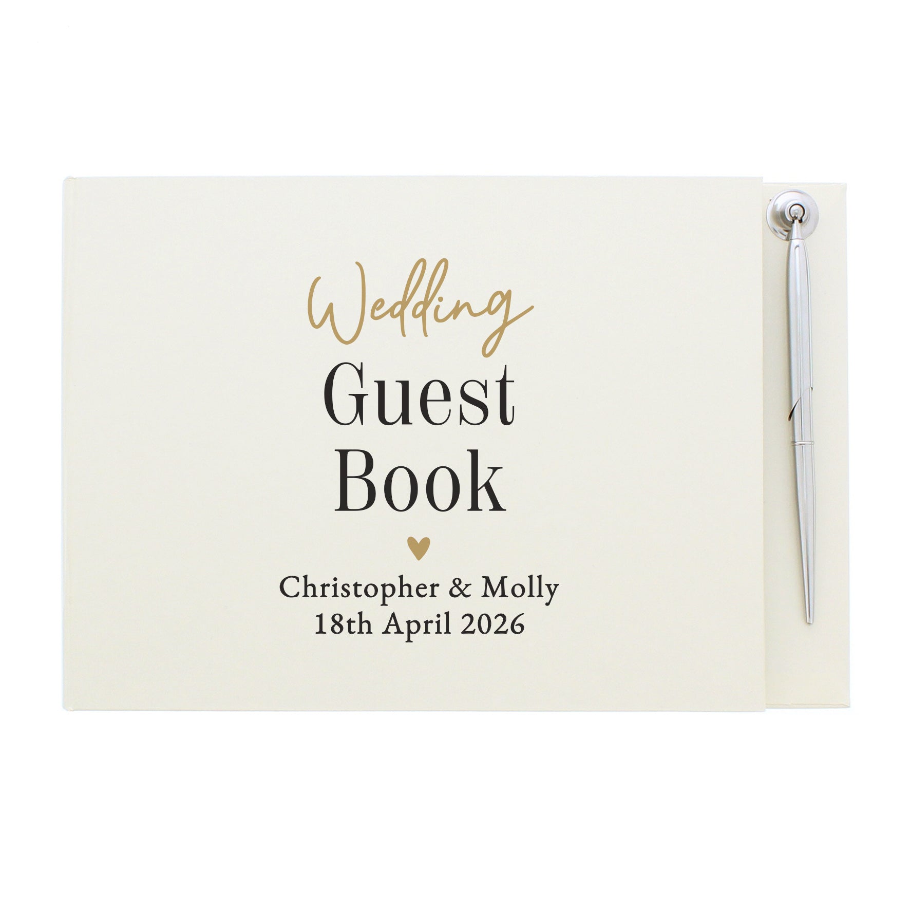 Personalised Black & Gold Free Text Guestbook