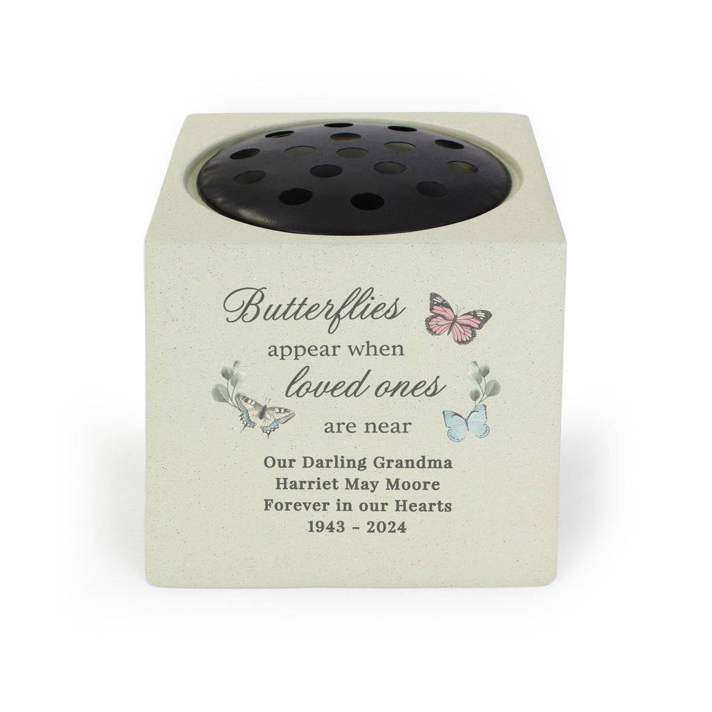 Personalised Butterflies Appear Memorial Vase