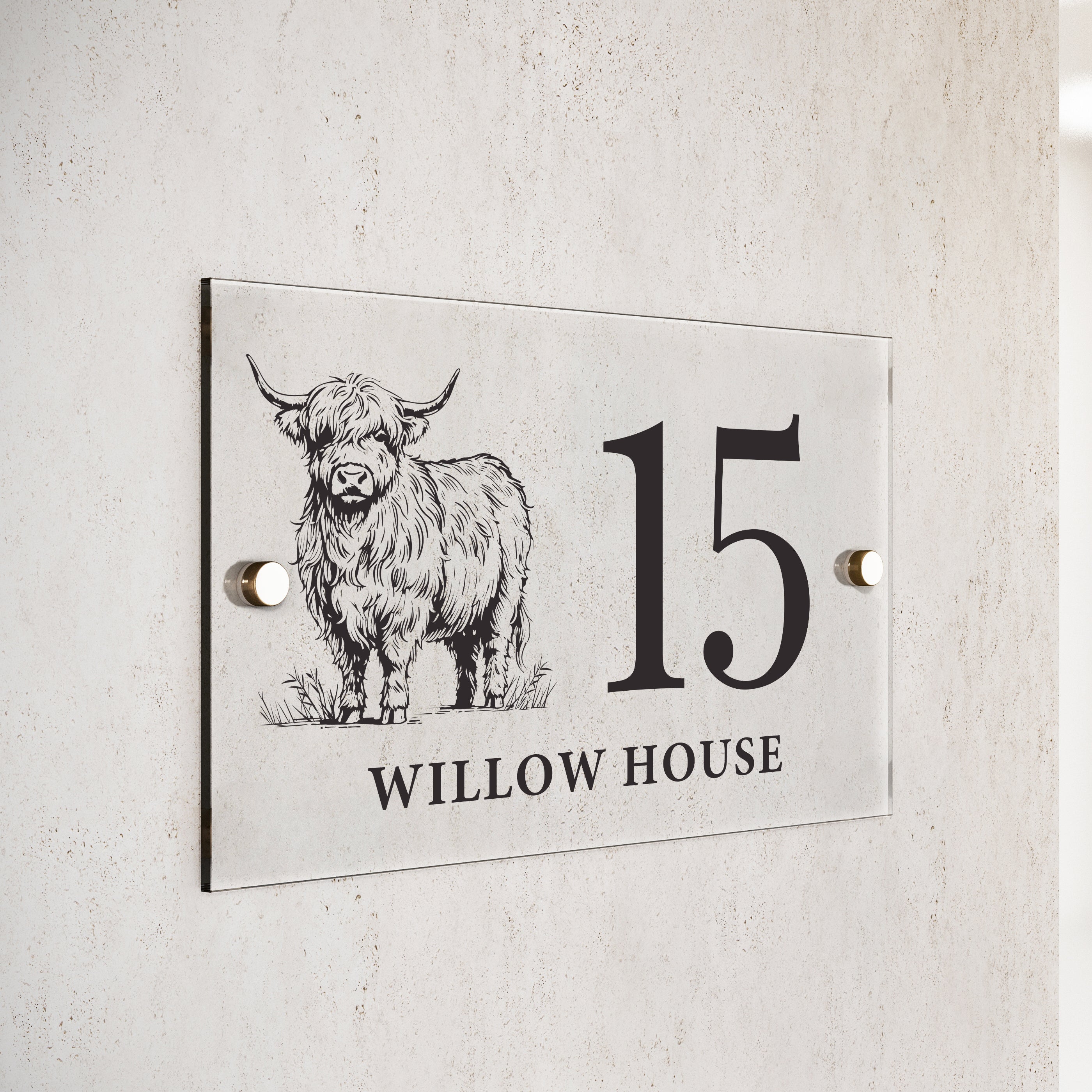 Personalised Highland Cow Acrylic House Sign