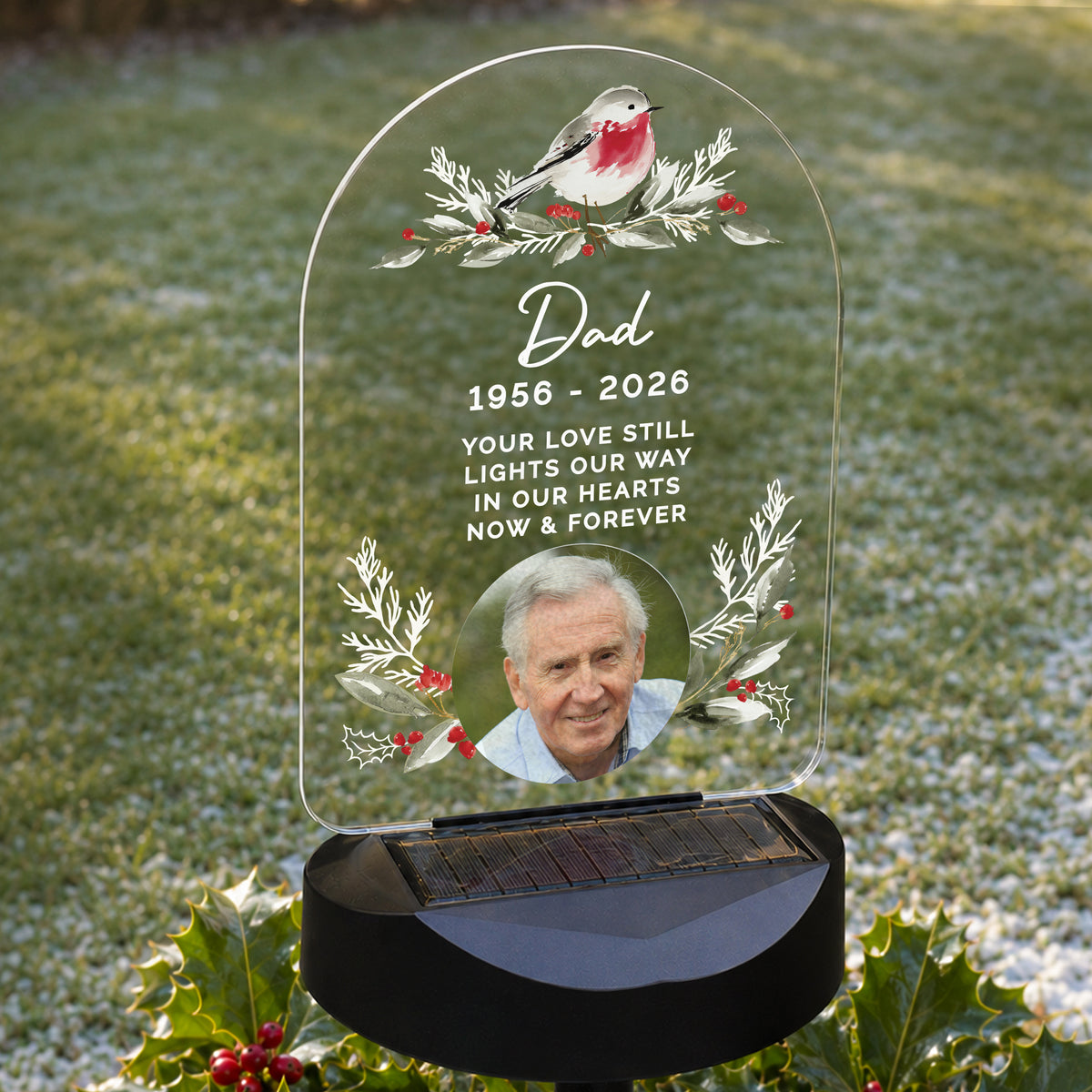 Personalised Robin Photo Upload Outdoor Solar LED Light