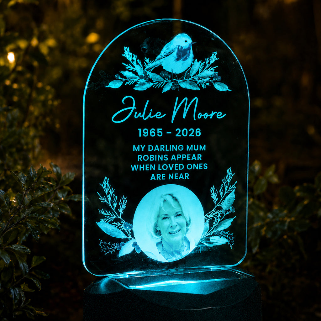 Personalised Robin Photo Upload Outdoor Solar LED Light
