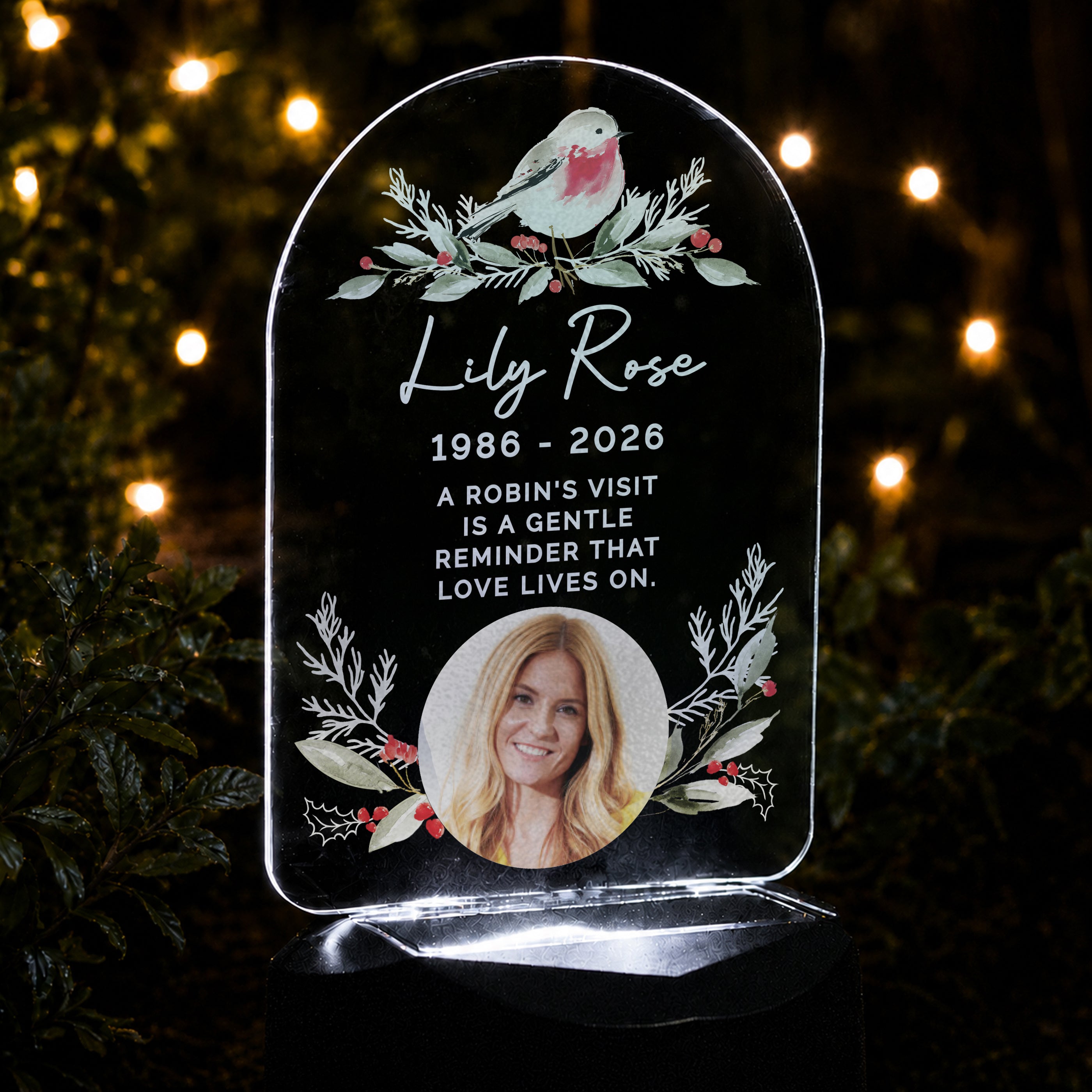 Personalised Robin Photo Upload Outdoor Solar LED Light