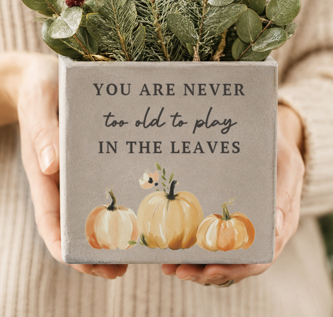 Personalised Pumpkin Concrete Plant Pot