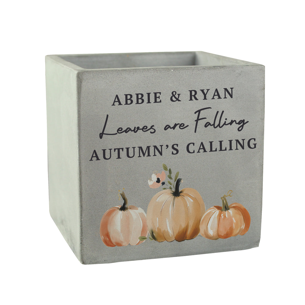 Personalised Pumpkin Concrete Plant Pot