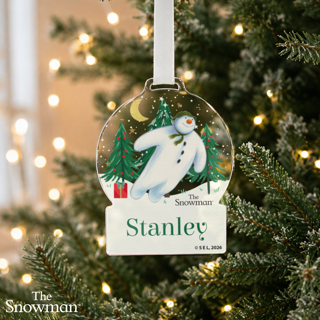 Personalised The Snowman Christmas Wishes Acrylic Decoration