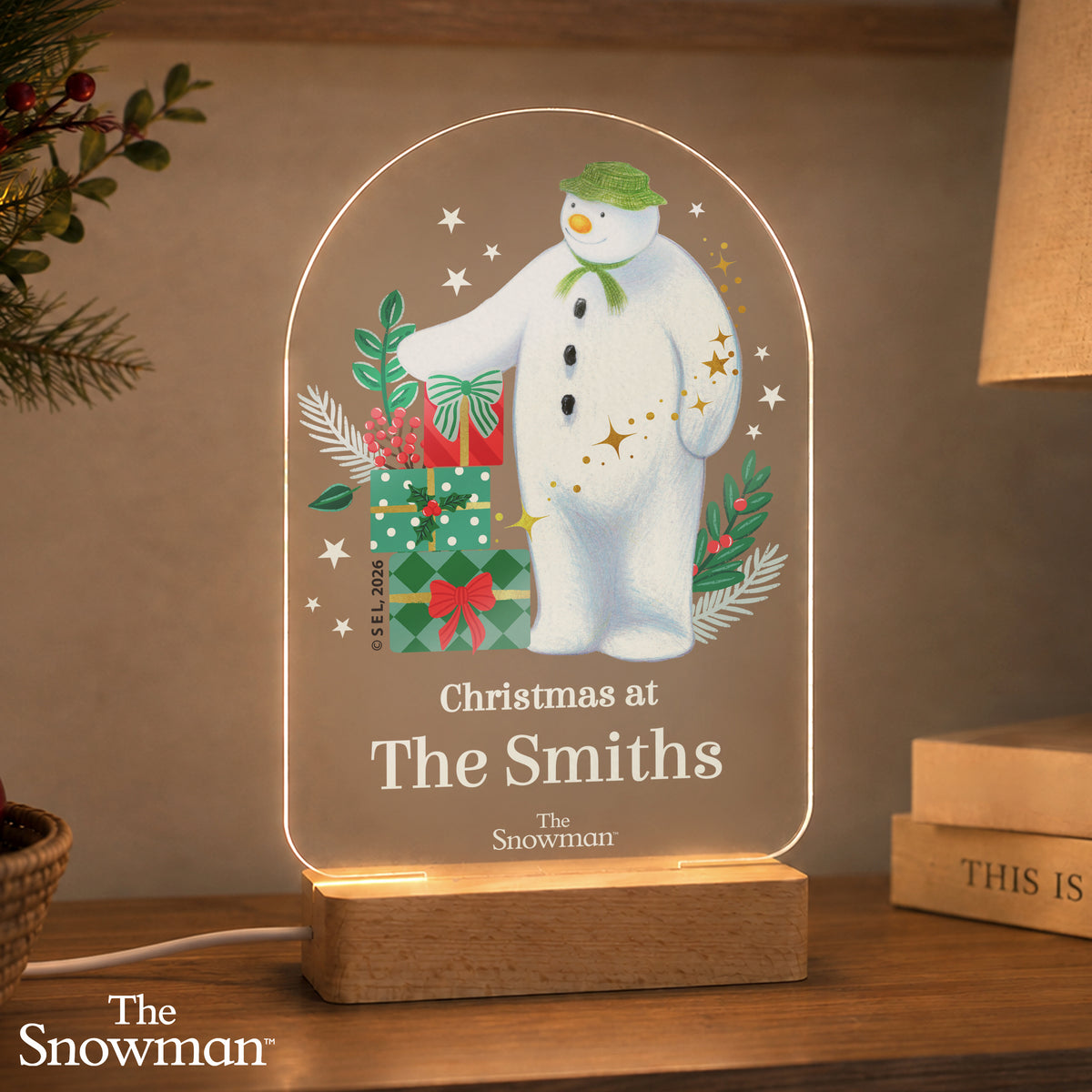 Personalised The Snowman Christmas Wishes LED sign