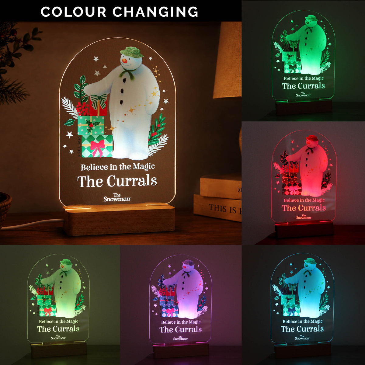 Personalised The Snowman Christmas Wishes LED sign