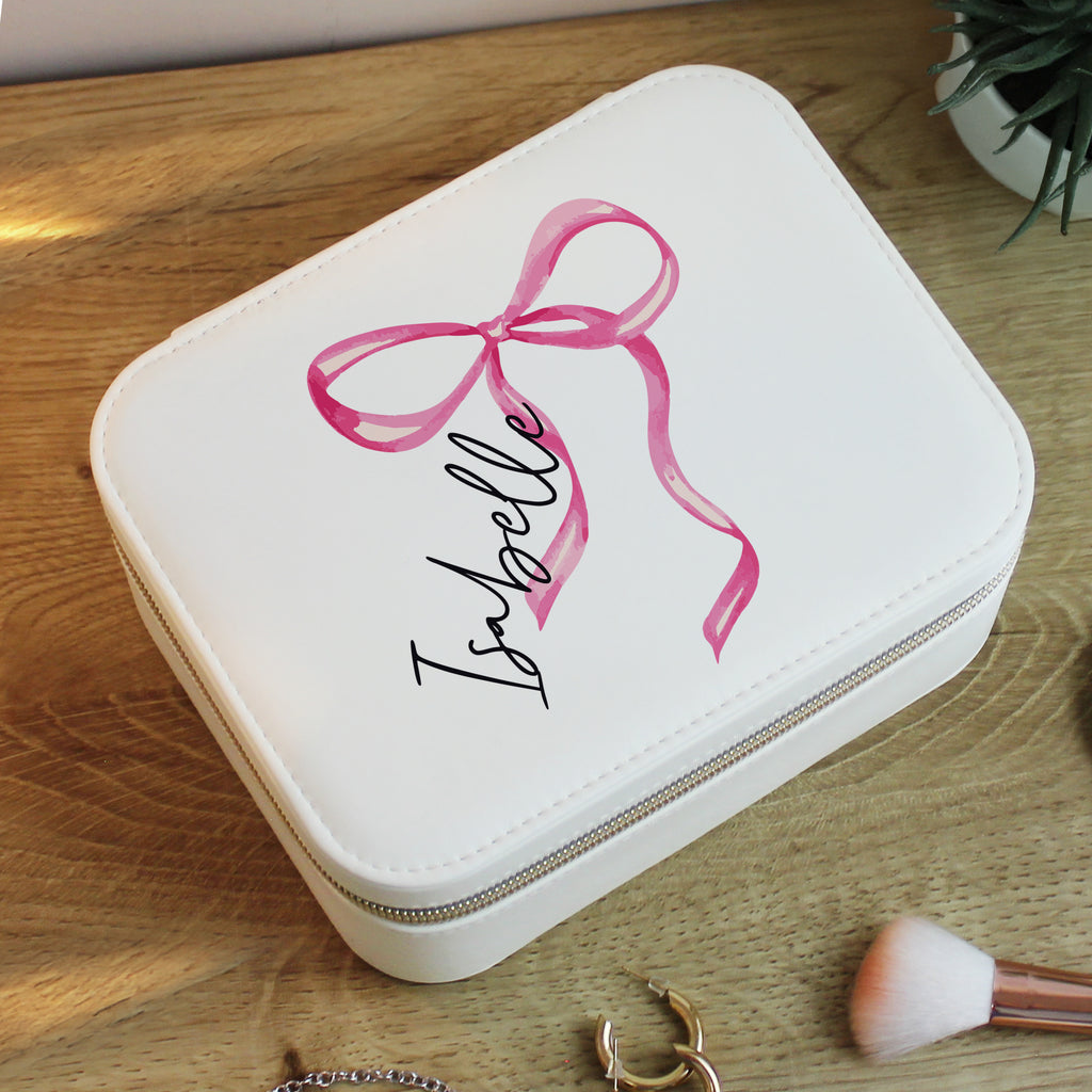 Personalised Bow Travel Jewellery Box