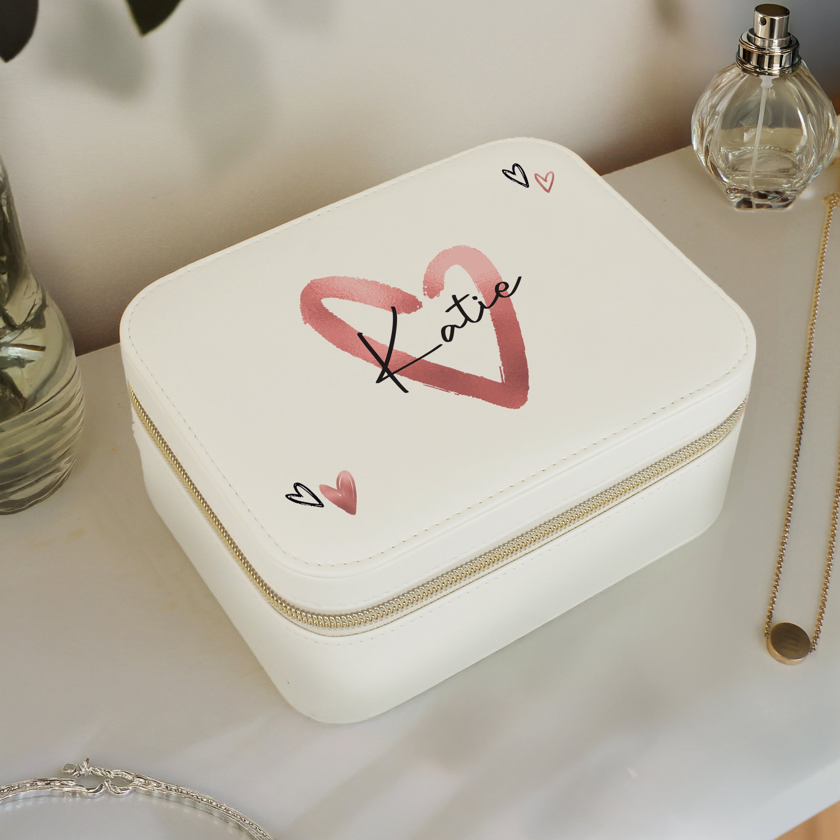 Personalised Heart Travel Jewellery Box