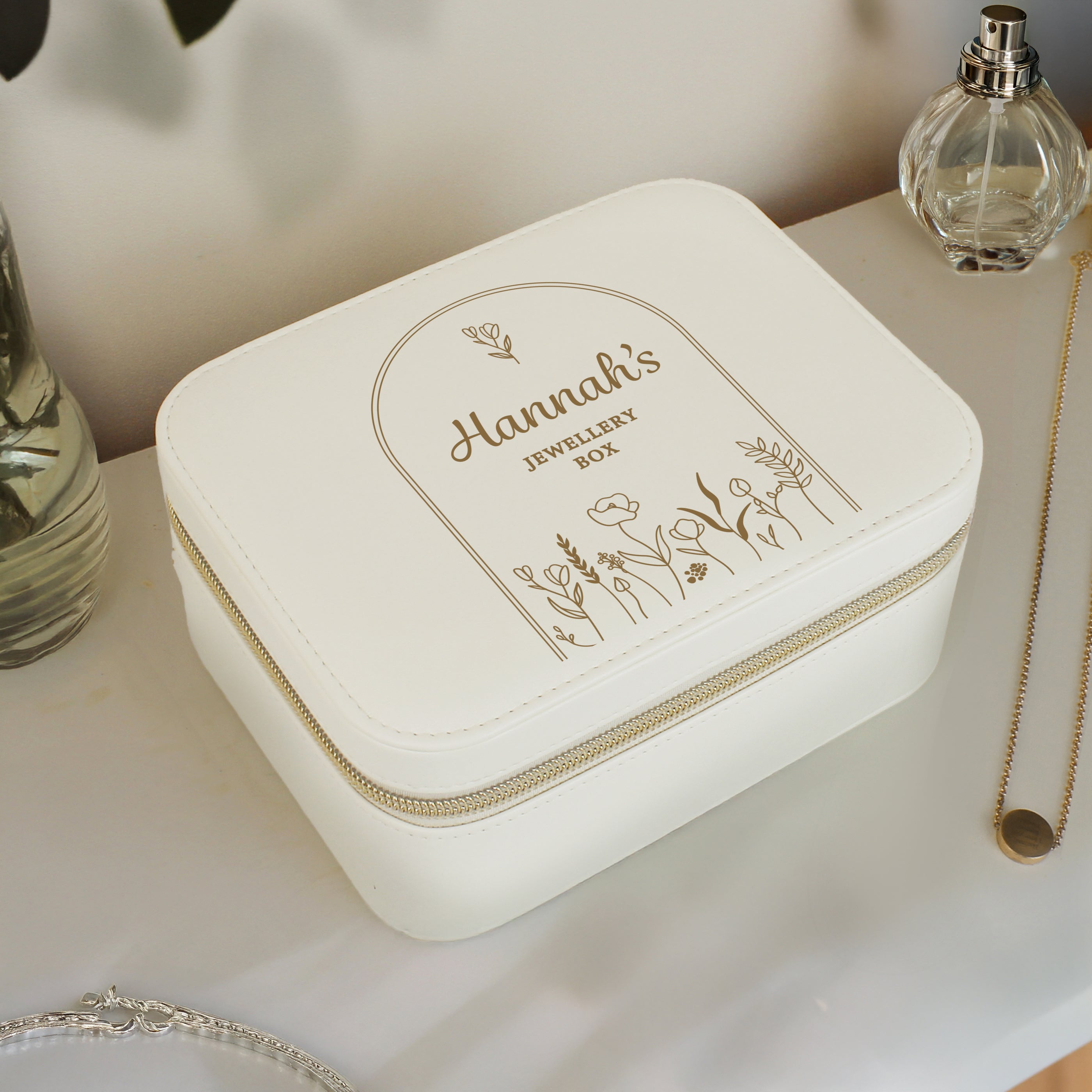 Personalised Floral Arch Travel Jewellery Box