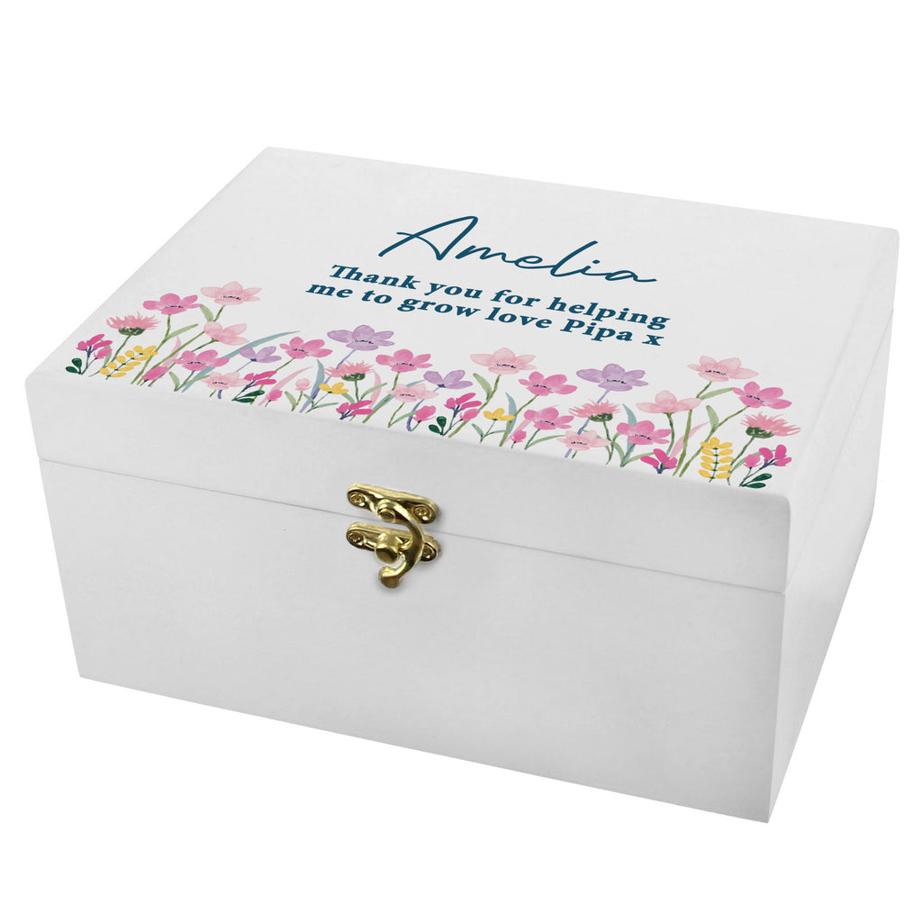 Personalised Floral Wooden Keepsake Box