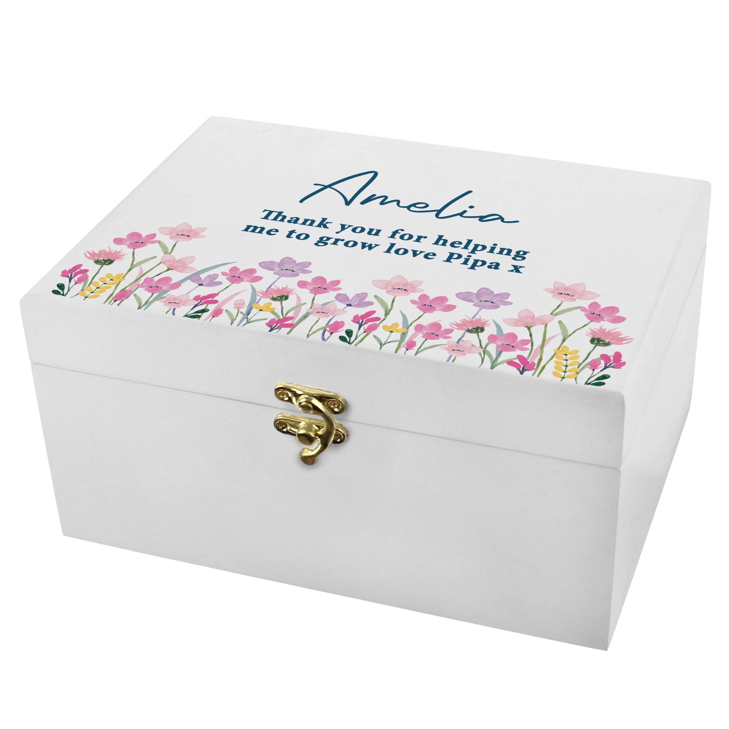 Personalised Floral Wooden Keepsake Box