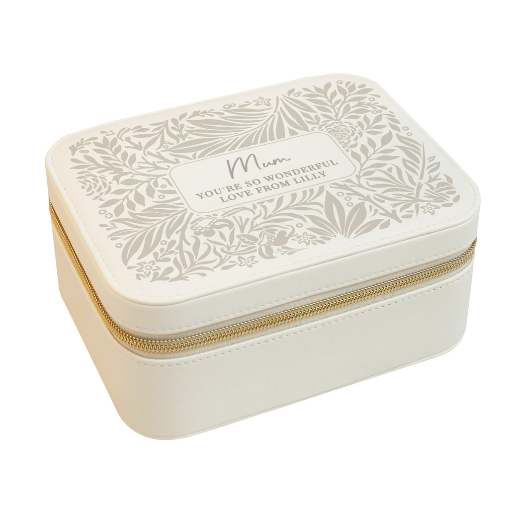 Personalised Cream Floral Leatherette Jewellery Box
