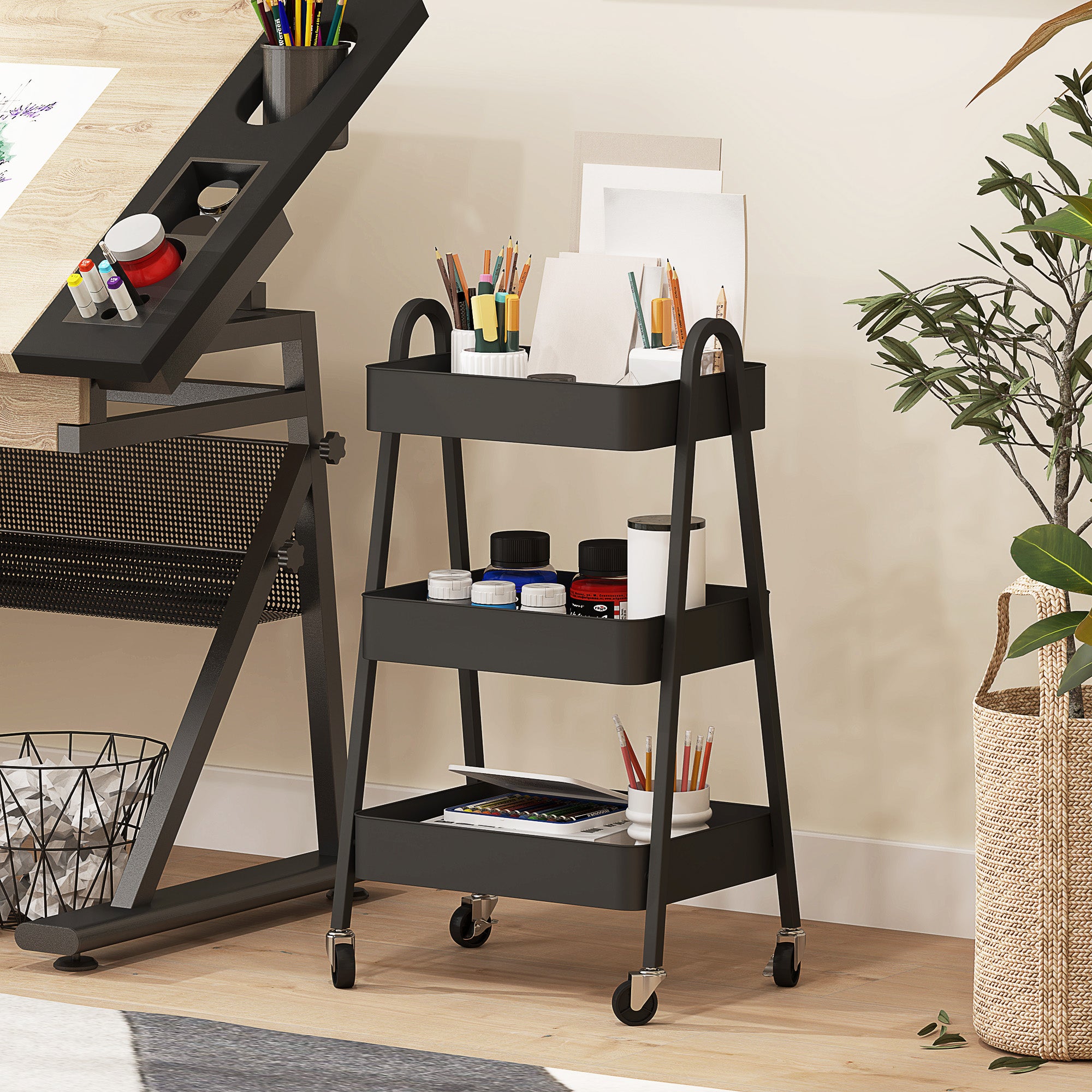 Three-Tier Storage Trolley - 3 Colour Options