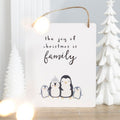 Joy of Christmas Penguin Family Hanging Sign