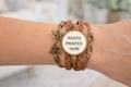 Brown Personalised Faux Leather Photo Upload Bracelet