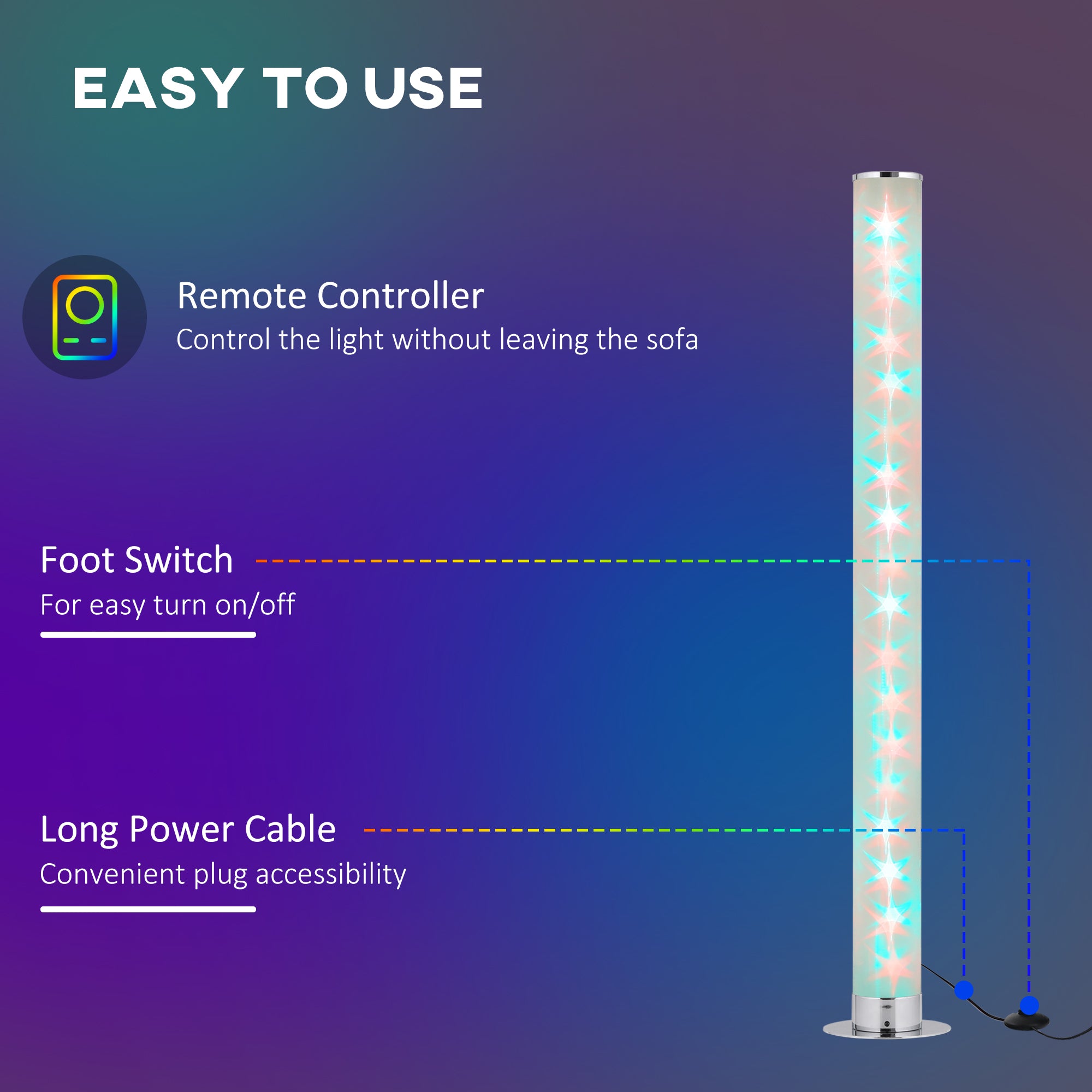 RGB Floor Lamp, Dimmable Corner Lamp with Remote Control