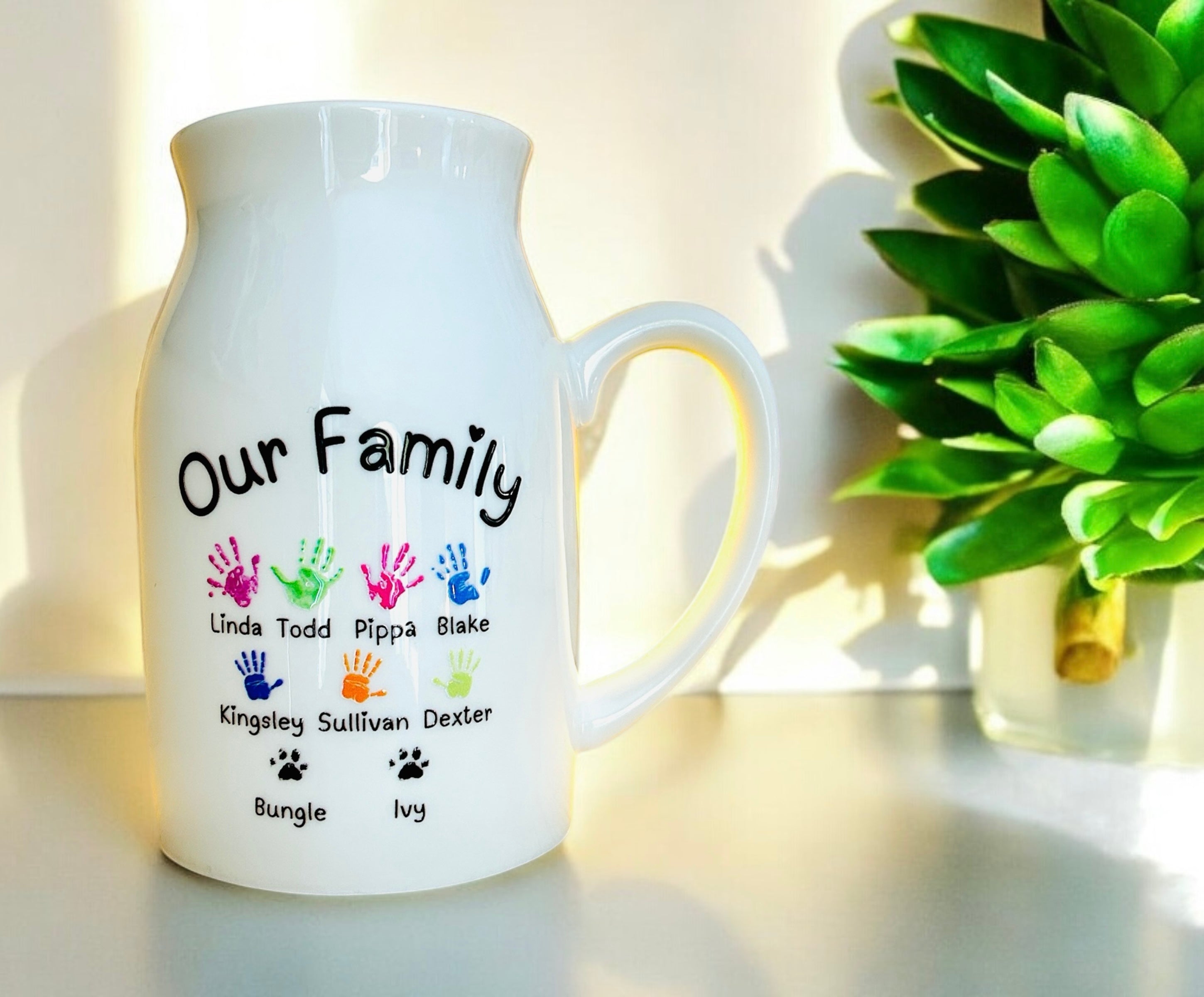 Our Family Personalised Ceramic Flower Jug
