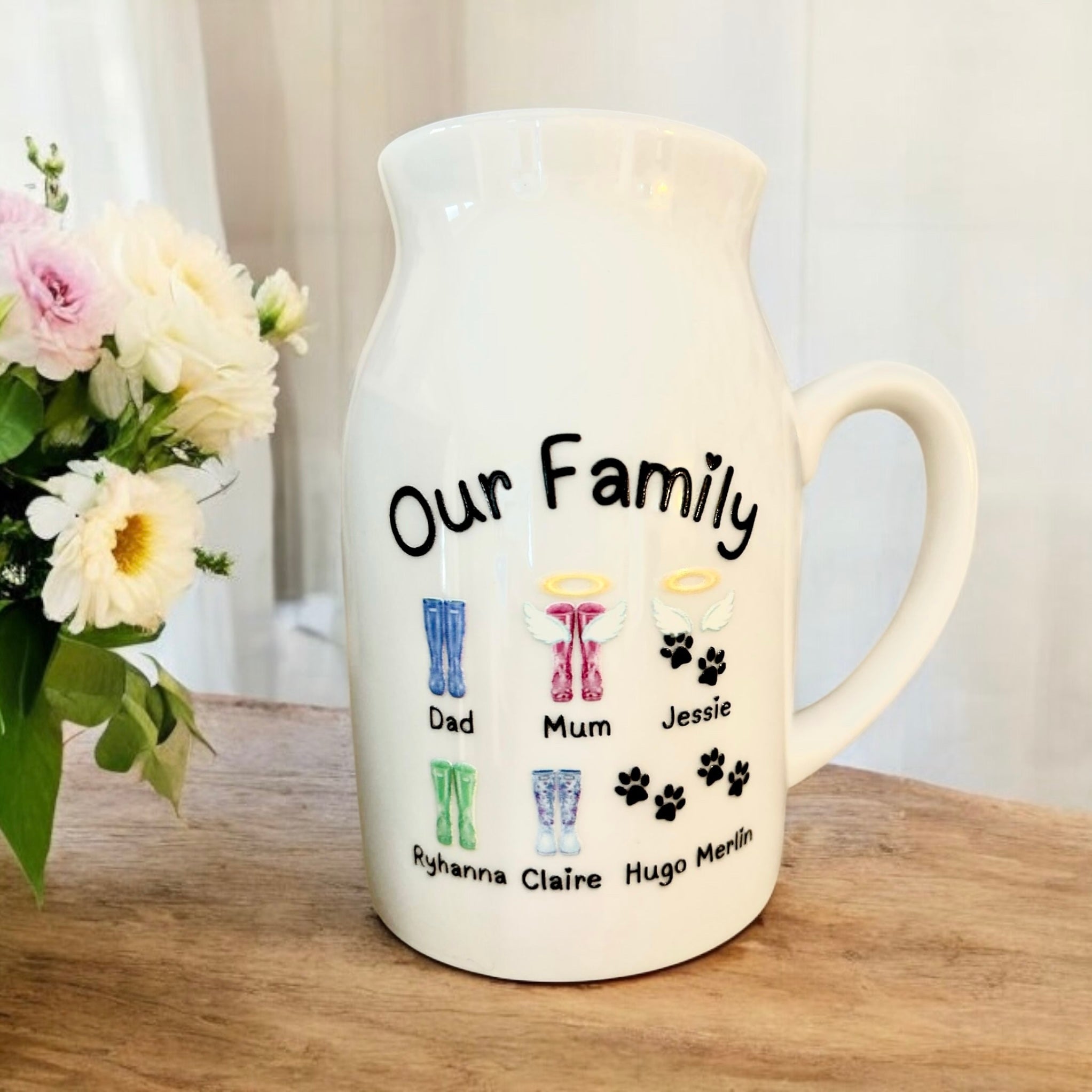 Our Family Personalised Flower Jug - Wellies