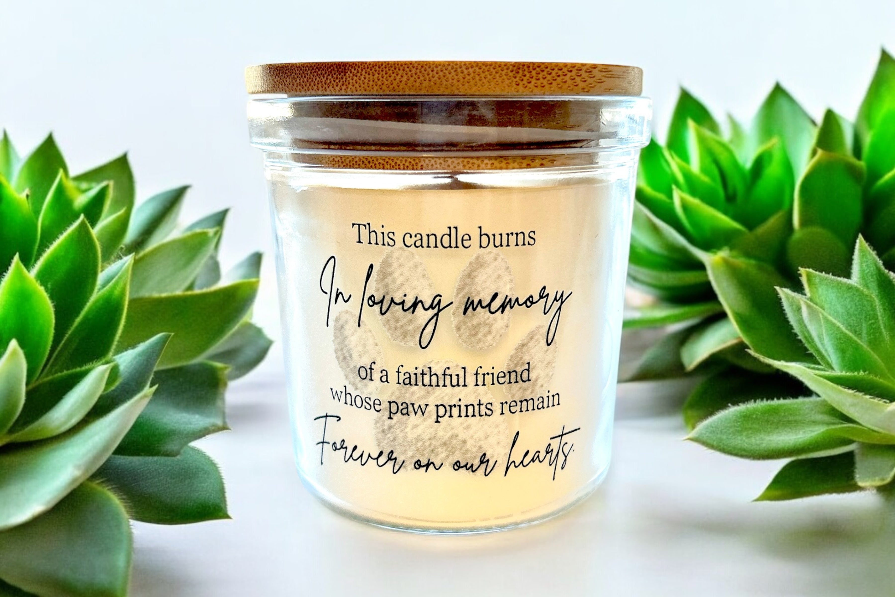 In Loving Memory Candle - Pet Paw Prints