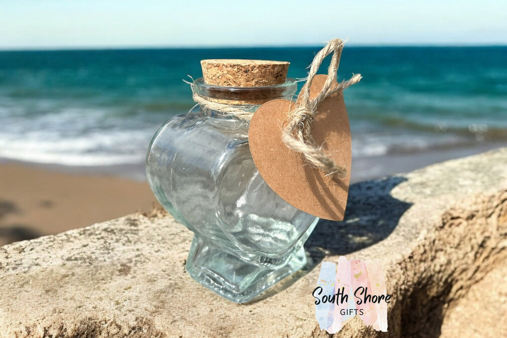 Heart-Shaped Glass Jar with Cork Lid – Keepsake