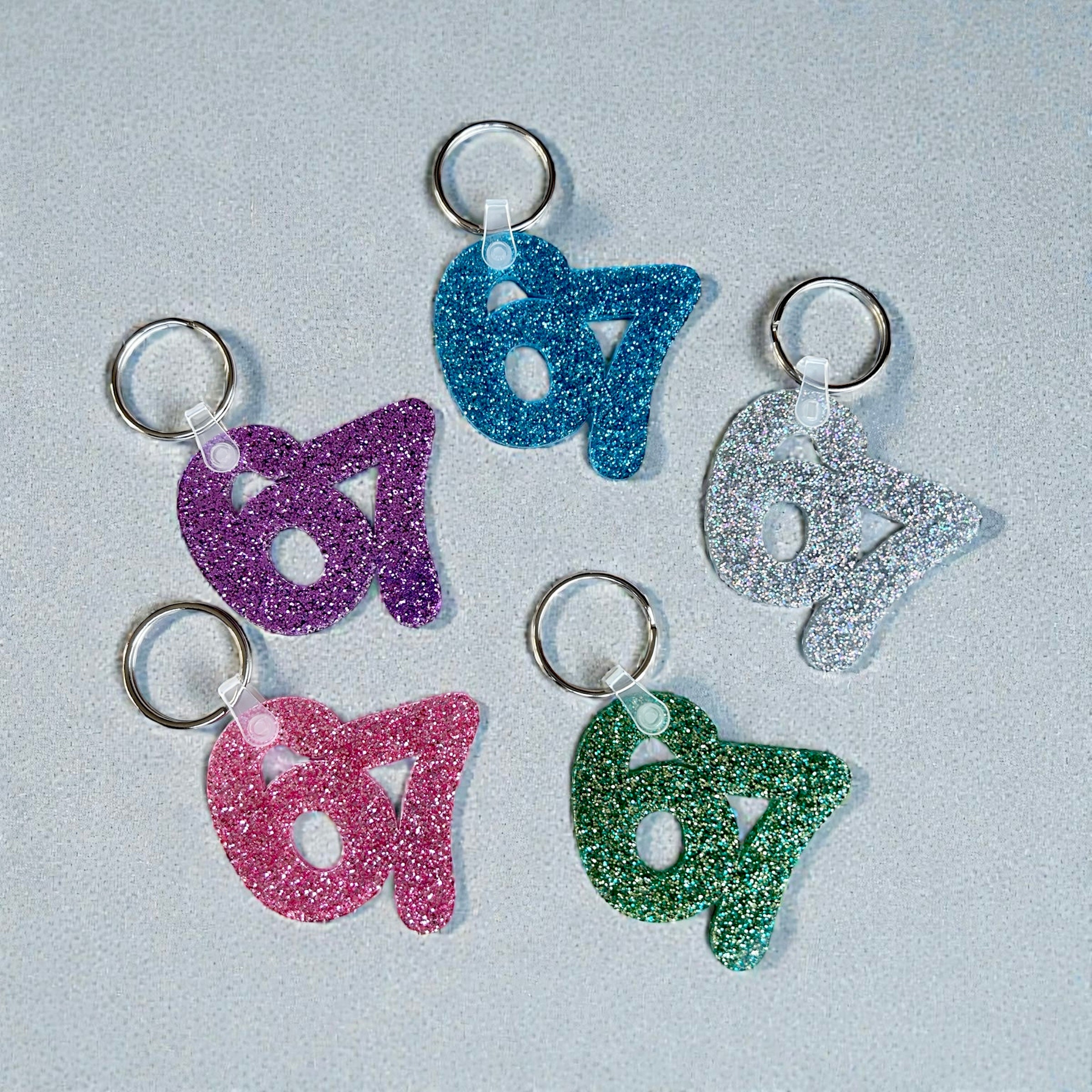 Glitter Acrylic 6 7 Keyrings