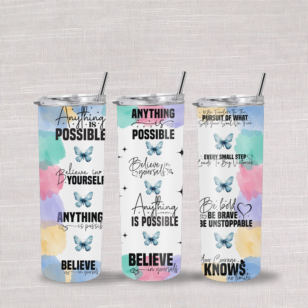 Positive Affirmations - 20oz Stainless Steel Skinny Tumbler