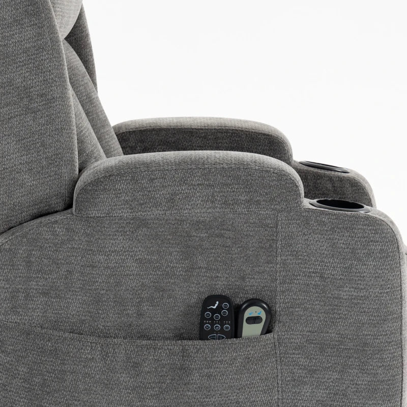 Power Lift Recliner Chair with Vibration Massage and Heat, Chenille Riser and Recliner - Grey