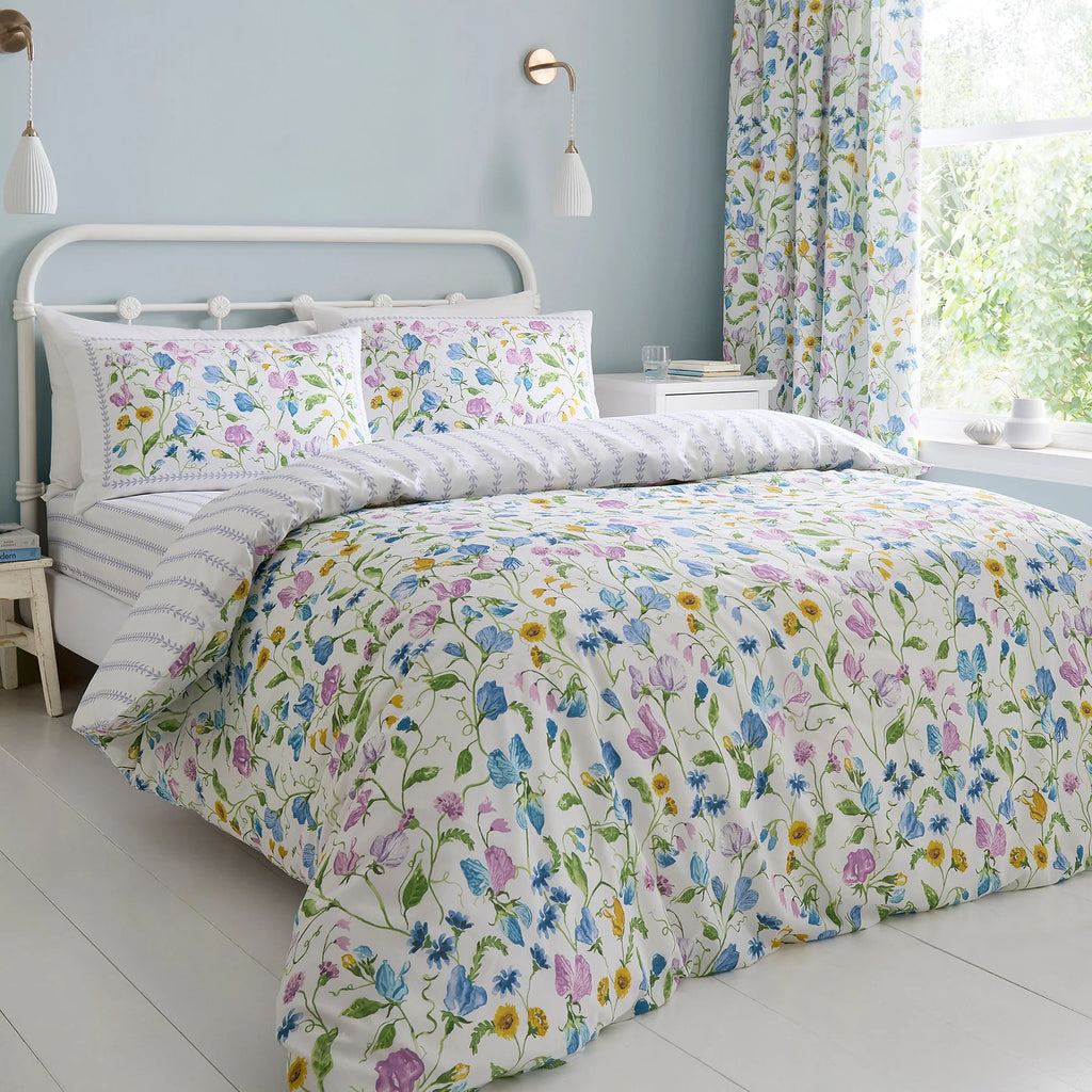 Duvet Cover Set Sweetpea Floral by Dreams & Drapes Design in Lilac
