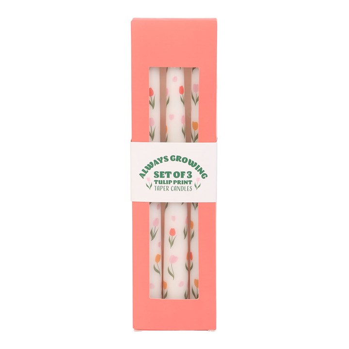 Set of 3 Tulip Print Taper Candles