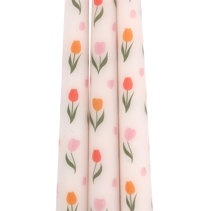 Set of 3 Tulip Print Taper Candles