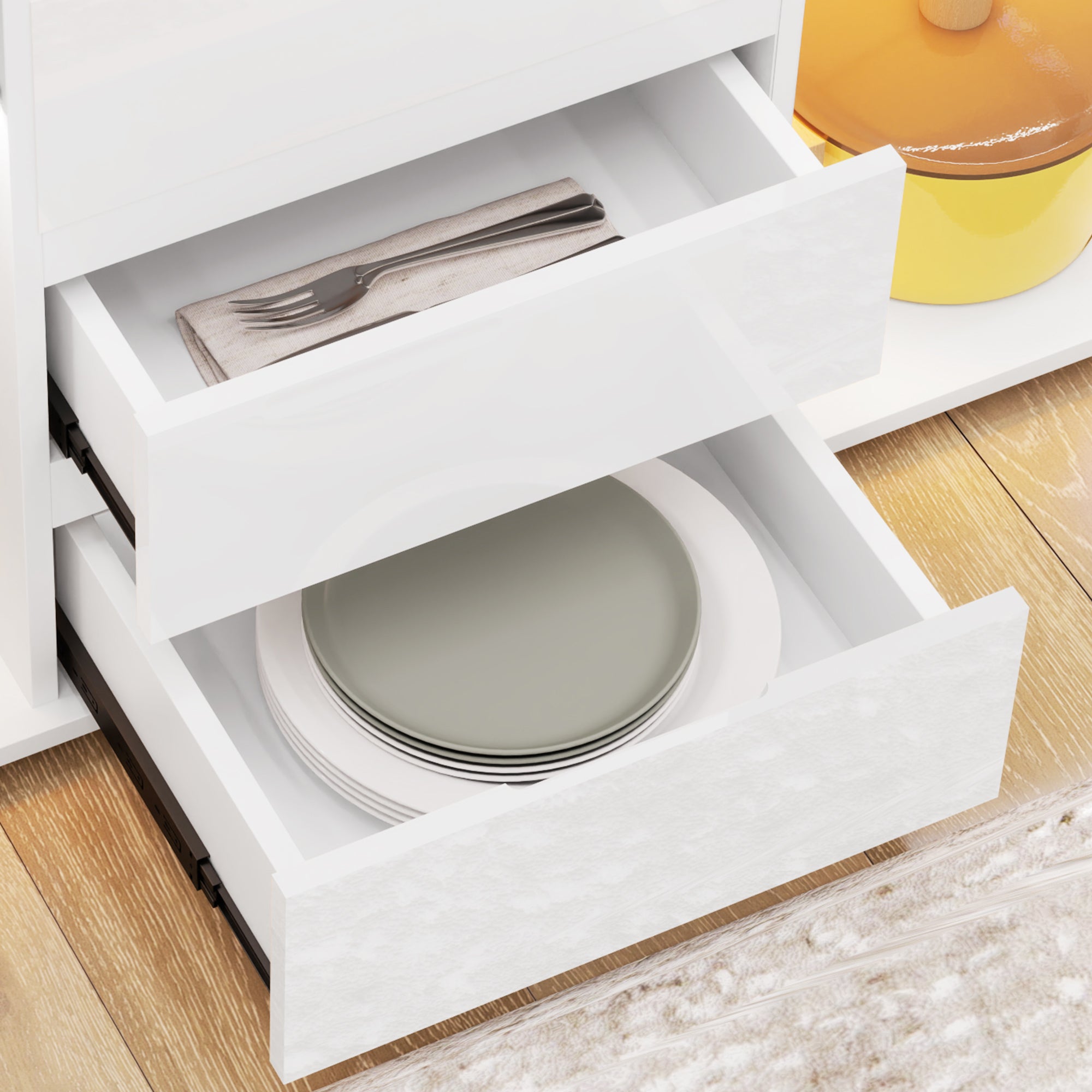 LED Light Sideboard - High Gloss White