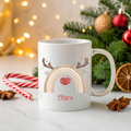 🦌🎄Personalised Reindeer Rainbow Mug – 11oz Ceramic
