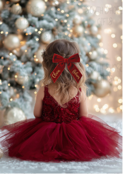 Personalised Red Velvet Hair Bows