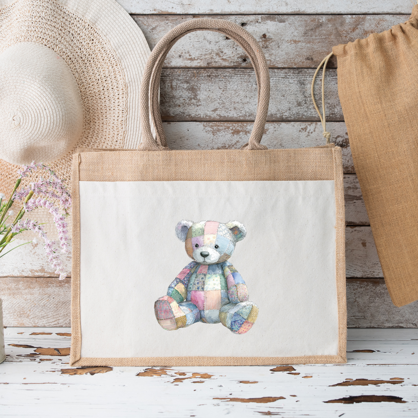 Patchwork Designs - Jute Bags - 3 Designs - 2 Sizes