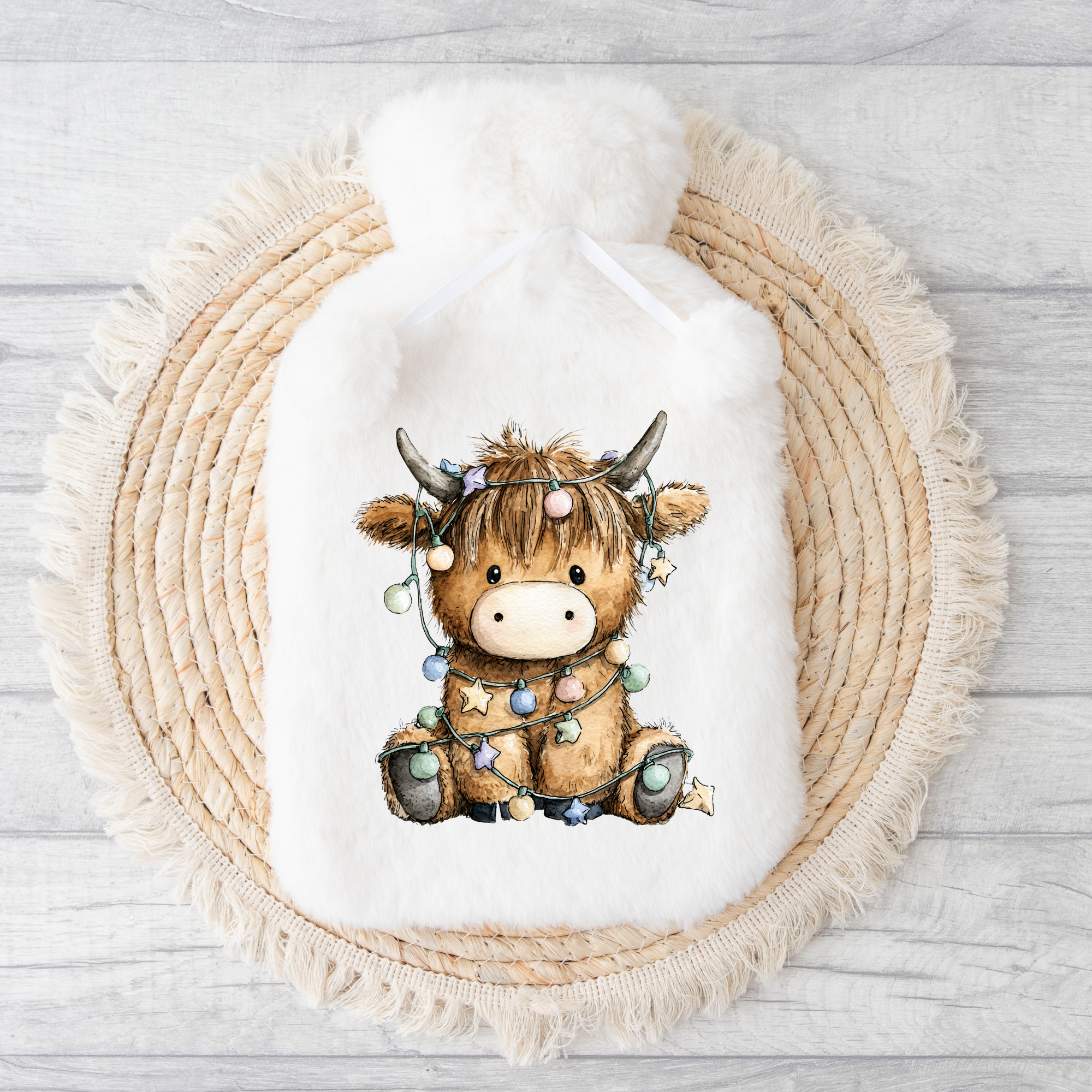 Christmas Highland Cow Hot Water Bottle