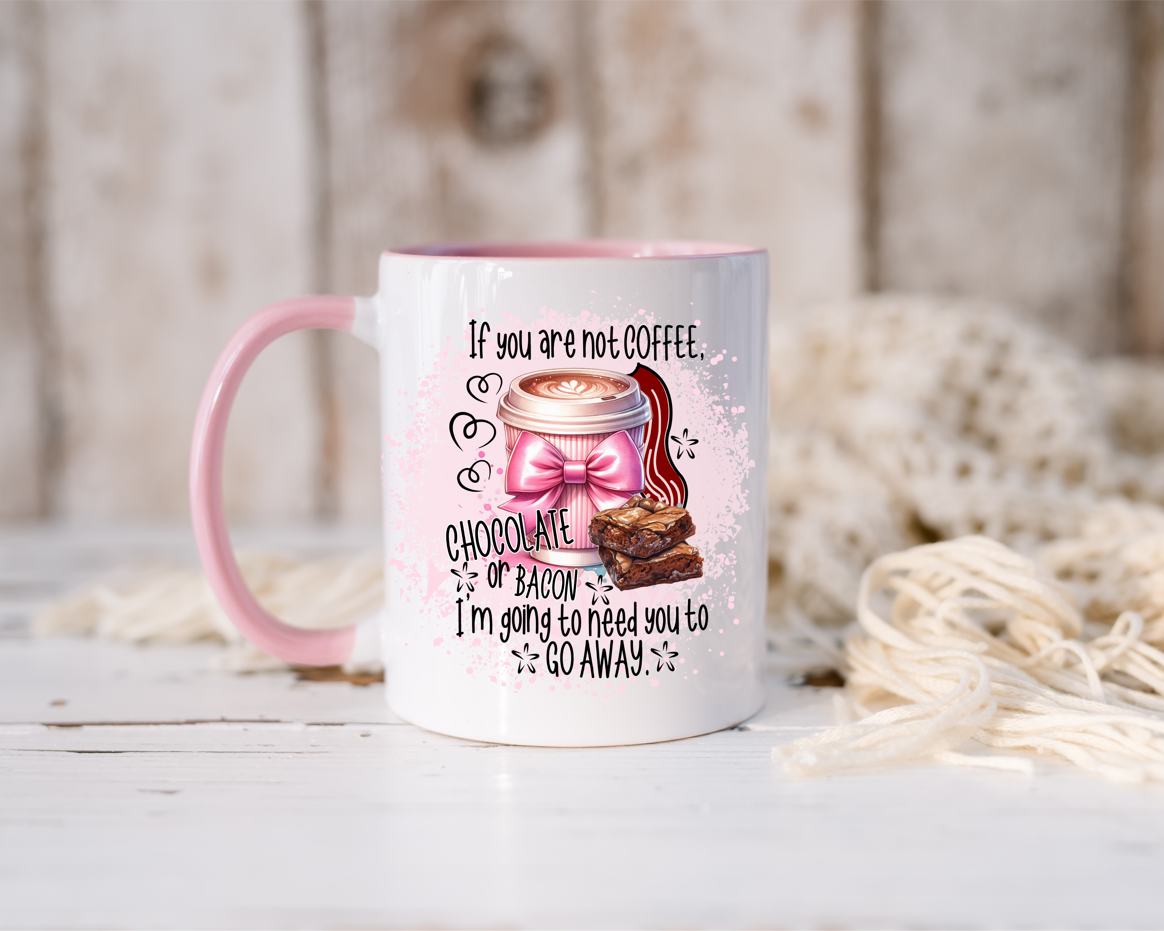 Chocolate, Coffee or Bacon Humour Mug
