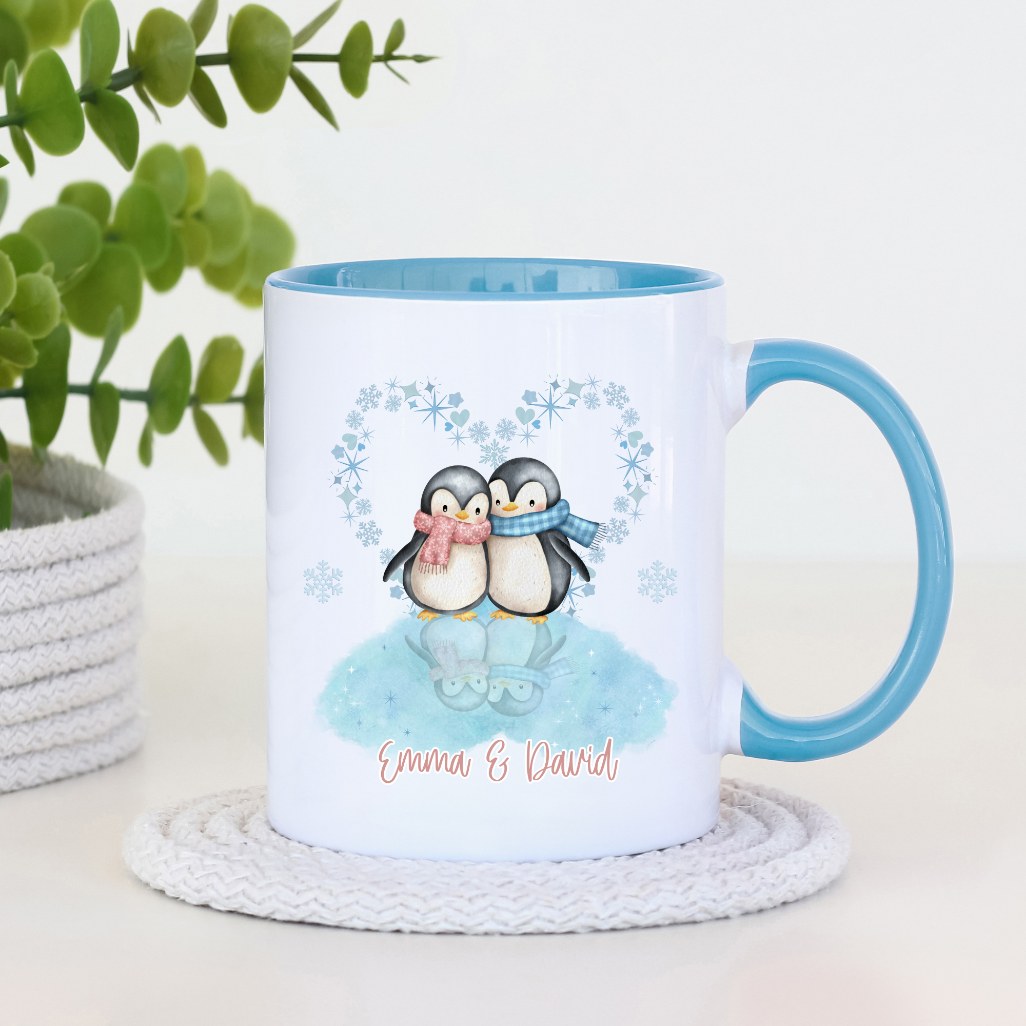 Personalised Penguin Couple Mug