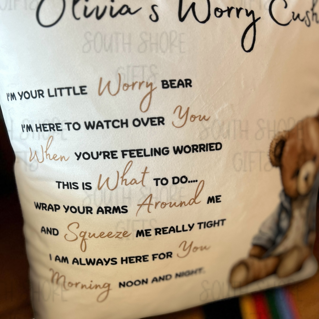Personalised Worry Bear Cushion