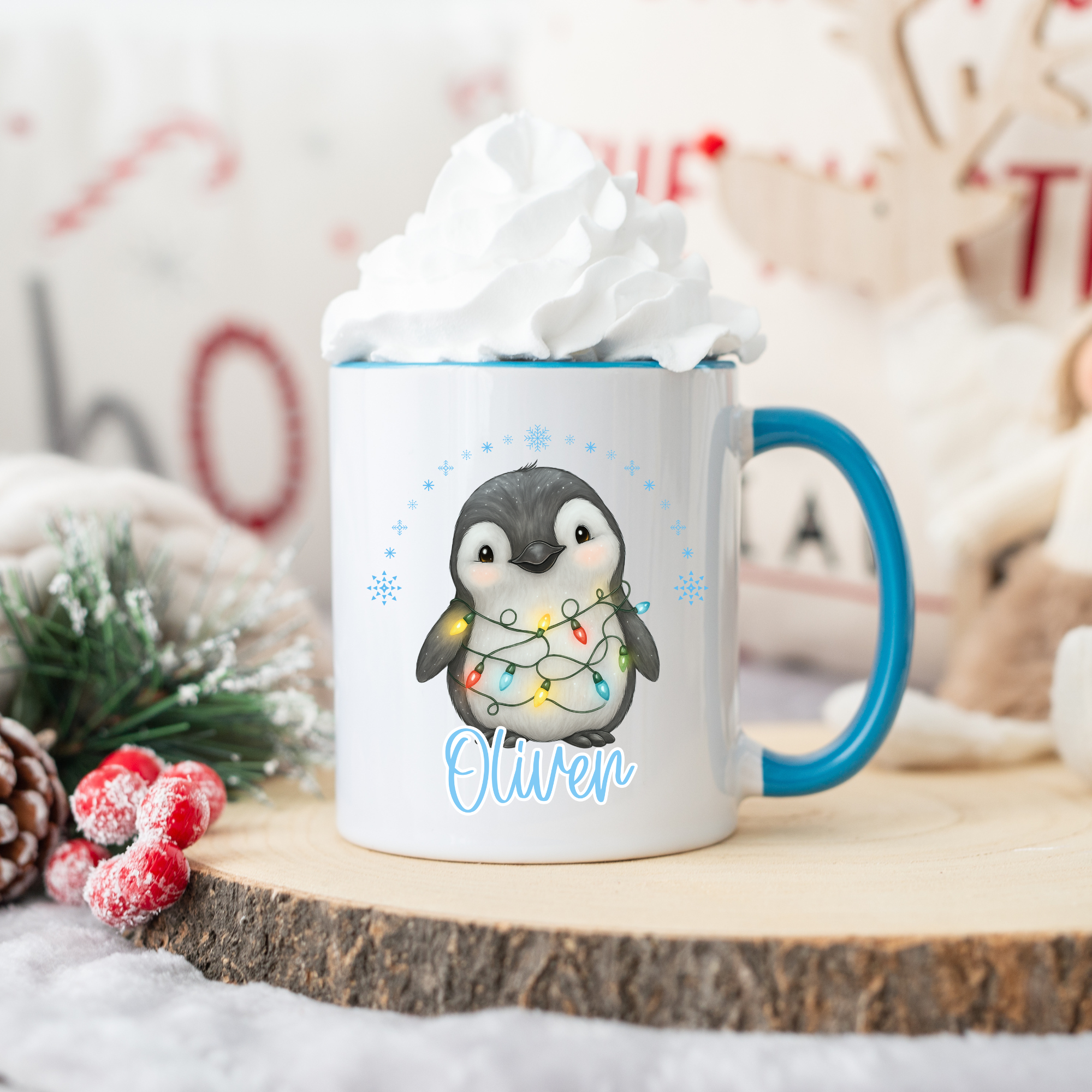 Personalised Penguin Mug - Blue