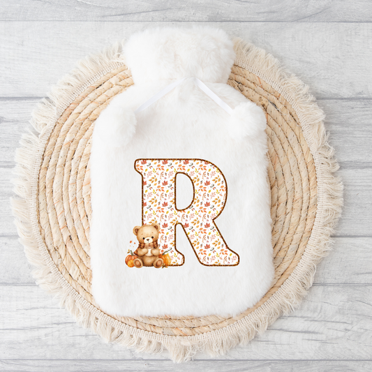 Autumn Initial Teddy Hot Water Bottle
