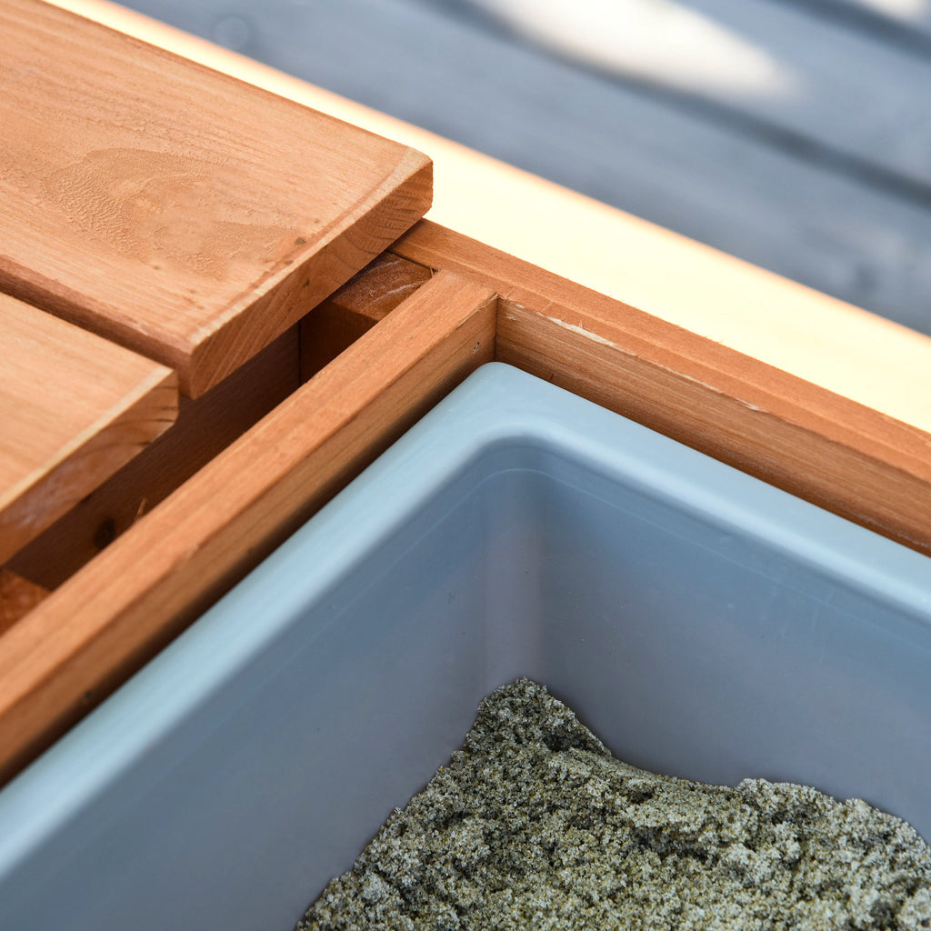 Kids Picnic Table with Benches, Wooden Sand and Water Table, Adjustable Parasol, Storage Bins, for Kids 3-6 Years, Brown