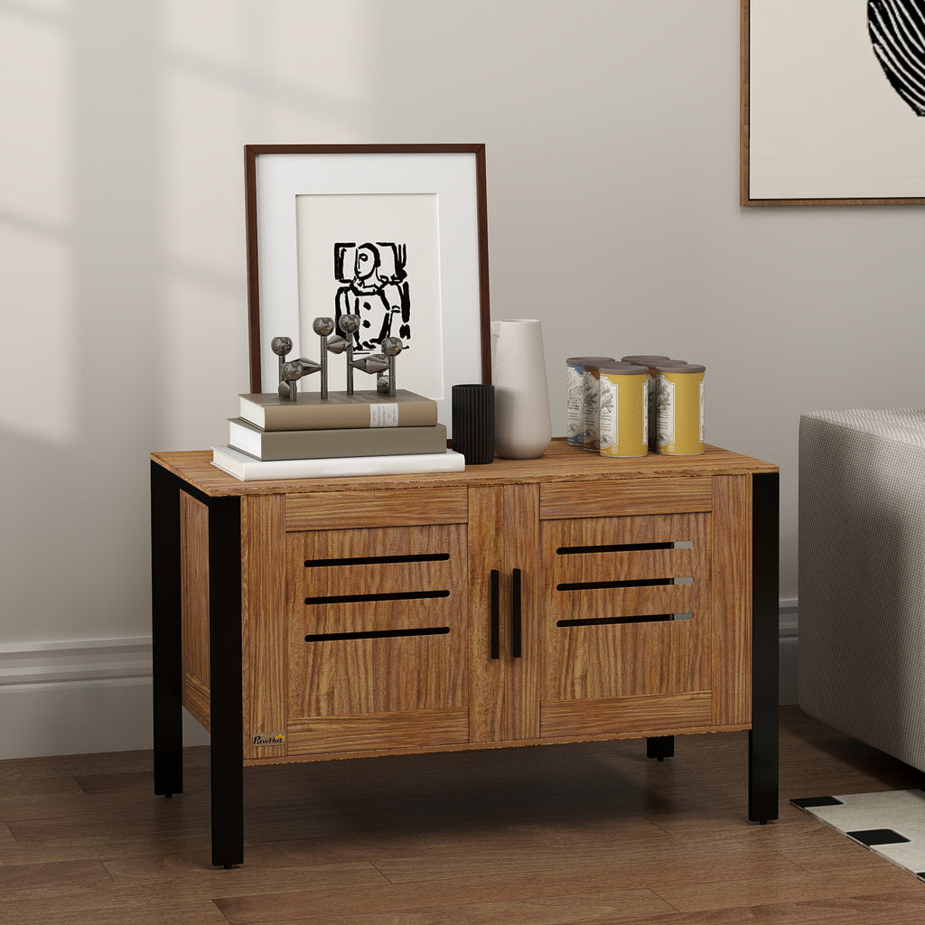 Cat Litter Box Enclosure with Tall Legs, Scratching Board, Double Doors, Ventilation Holes, 80 x 45 x 50 cm, Dark Brown