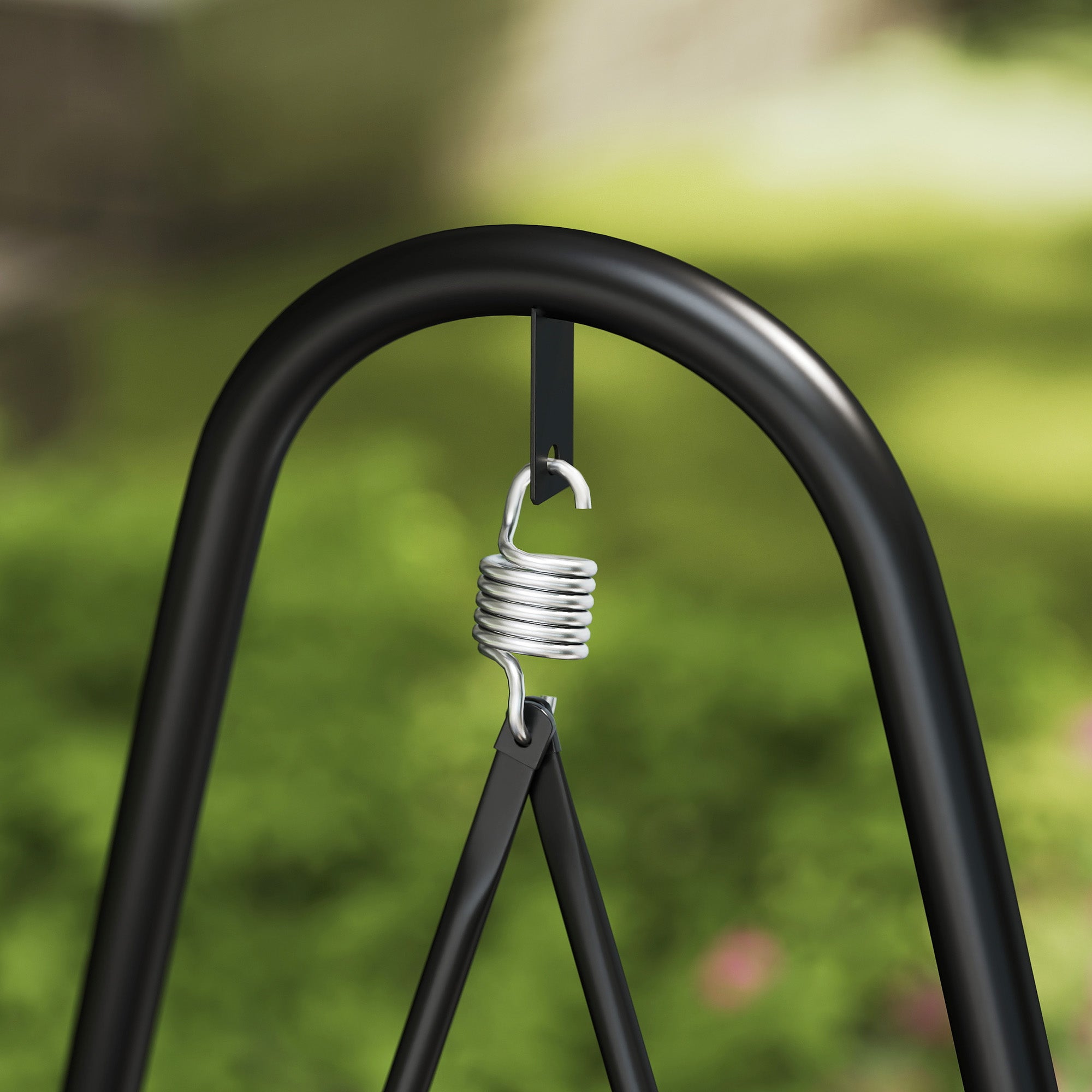 Swing Chair, Outdoor Garden Hanging Swing Seat with Stand and Seat Cushion