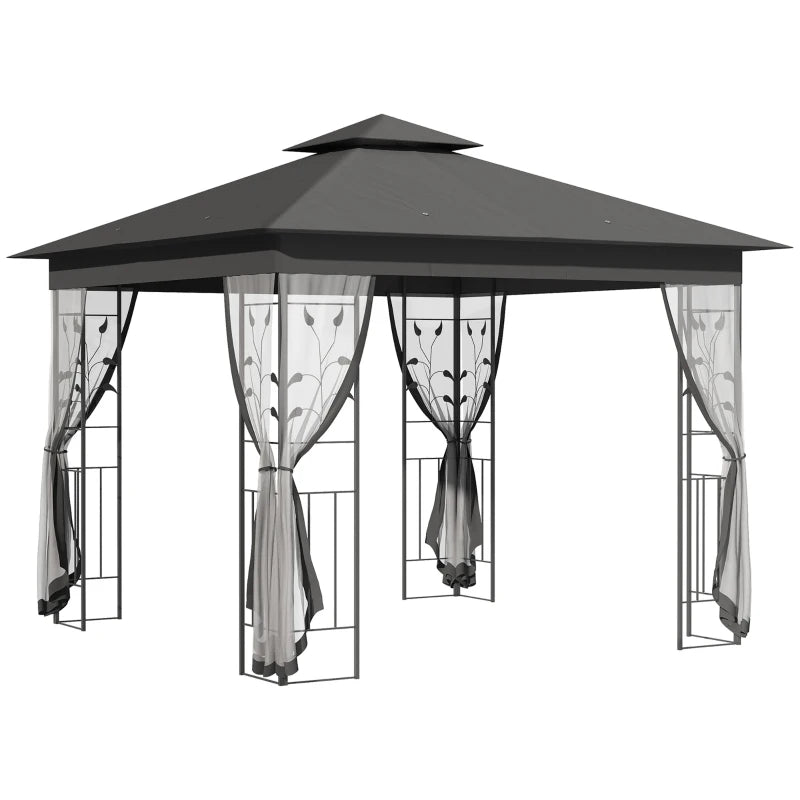 3 x 3(m) Steel Frame Double Roof Garden Gazebo - 3 Colour Options
