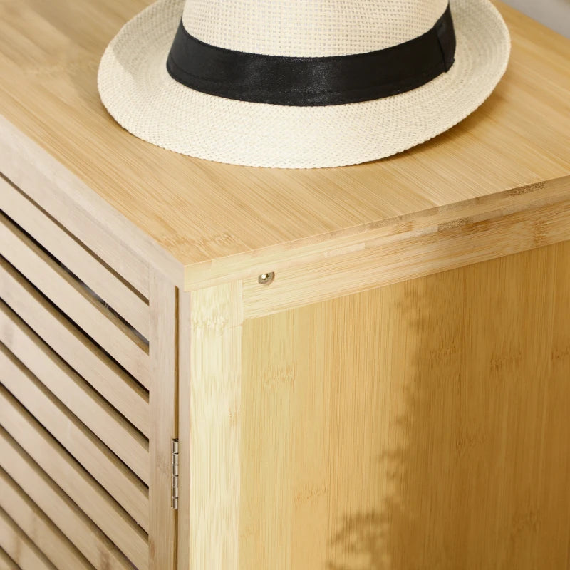 Rustic Shoe Cabinet, 3 Door Shoe Storage Cabinet with 8 Shelves, Natural Wood Finish