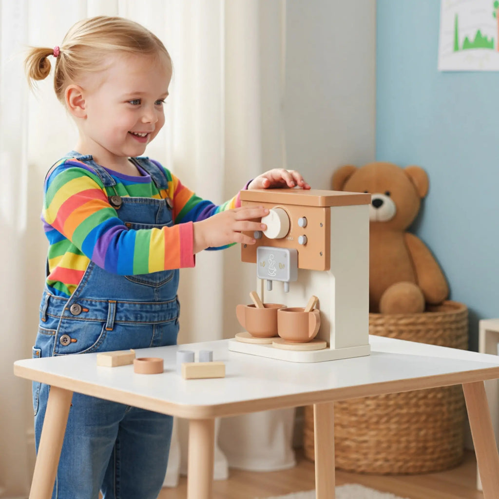 Kids Wooden Coffee Machine Toy, Ages 3+
