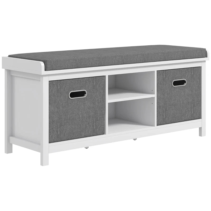 Shoe Bench with Cushioned Seat & Fabric Drawers