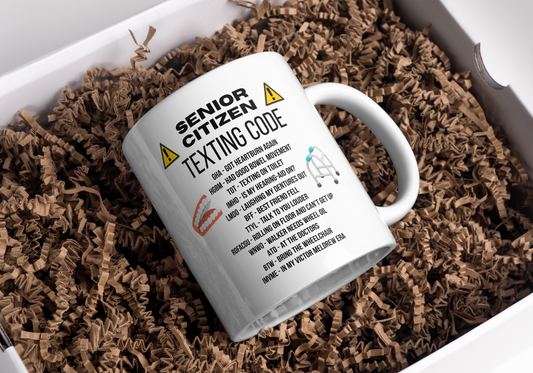 Senior Citizens Texting Code Humour Mug